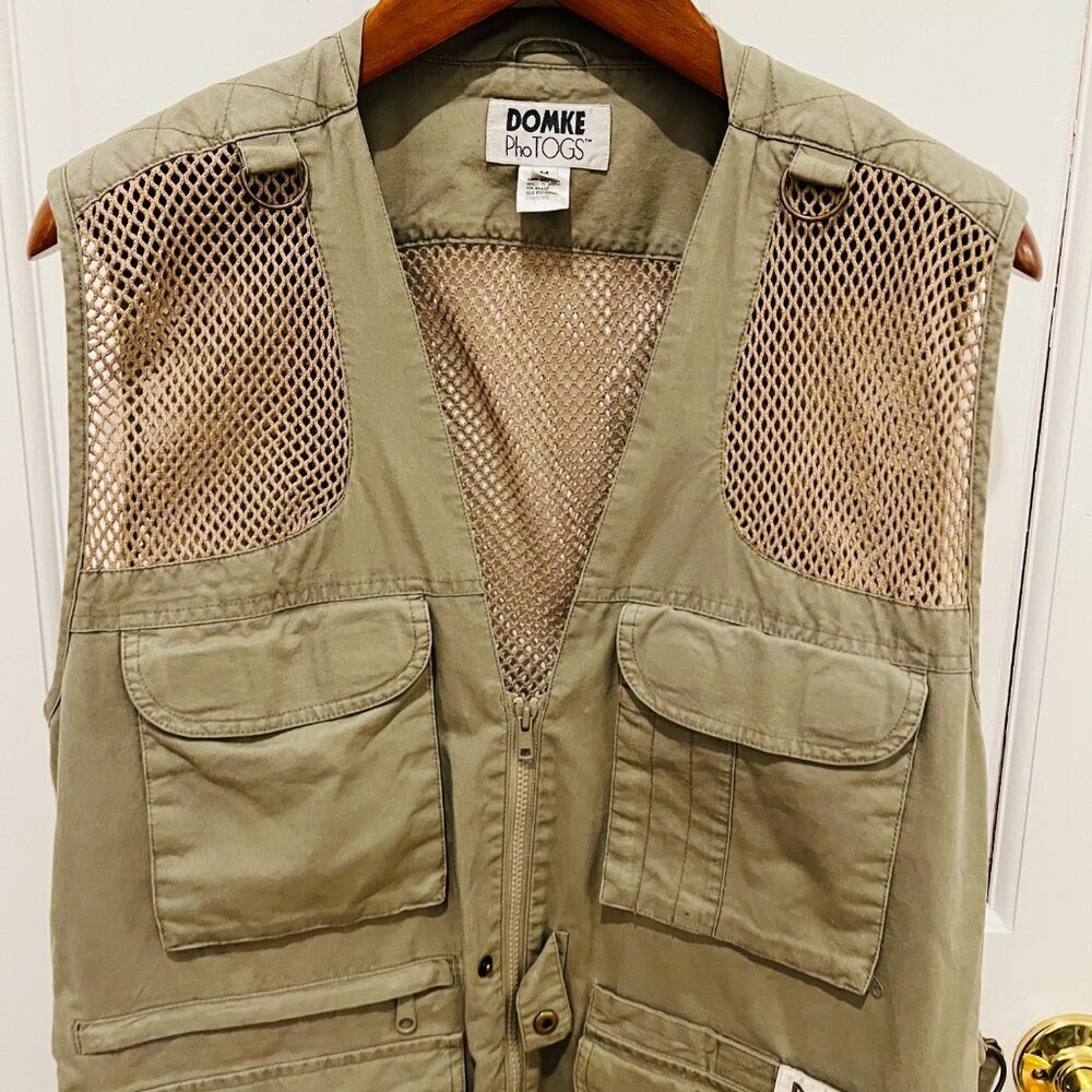 Domke PhoTOGS Utility Photo Vest Medium Khaki Mesh 13 Pockets Professional Zip - Picture 12 of 16